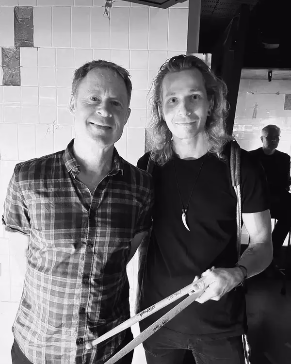 Bill Stewart and Jaro Väisänen sharing some thoughts about drumming.